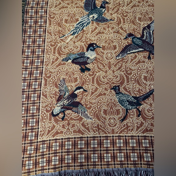 Goodwin Weavers Pheasants & Ducks Tapestry Woven Blanket made in the USA! VTG! - Picture 12 of 16